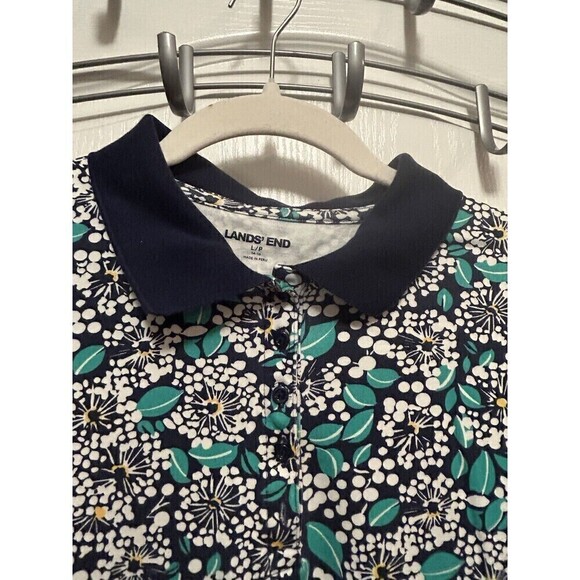 Lands End Women’s LP Dandelion Floral Polo Short Sleeve Shirt 100% Cotton Petite - Picture 10 of 16